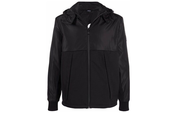 HUGO BOSS FW21 Black Zip-Up Hooded Jacket 50449638-001