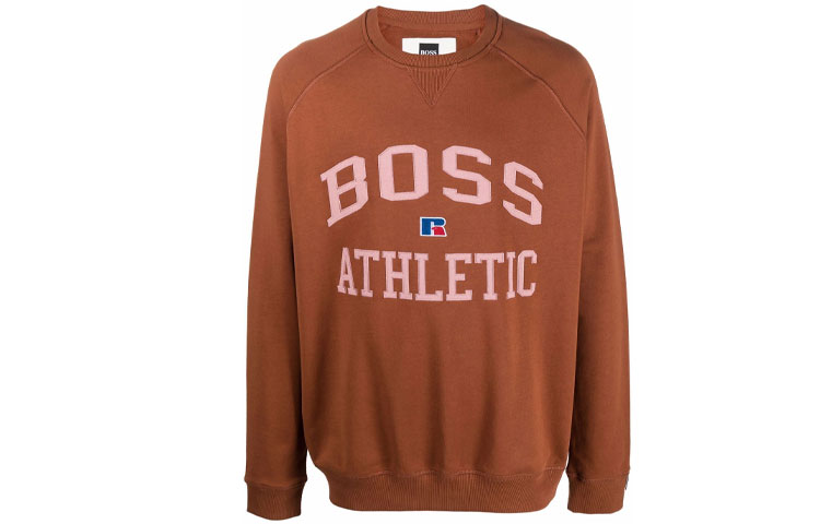 HUGO BOSS FW21 Brown Pullover Sweatshirt with Logo Print for Men 50455995-247