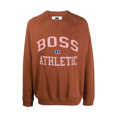 HUGO BOSS FW21 Brown Pullover Sweatshirt with Logo Print for Men 50455995-247