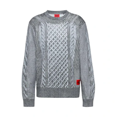 HUGO BOSS FW21 Cable-Knit Sweatshirt Men’s Grey 50463543-047