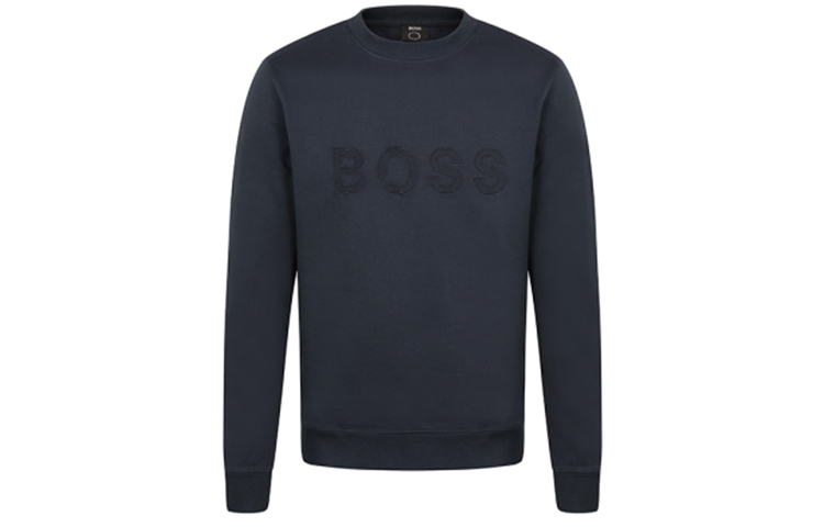 HUGO BOSS FW21 Classic Logo Embroidered Cotton Sweatshirt Men’s Navy Blue 50458648-404