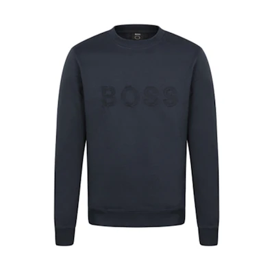 HUGO BOSS FW21 Classic Logo Embroidered Cotton Sweatshirt Men’s Navy Blue 50458648-404