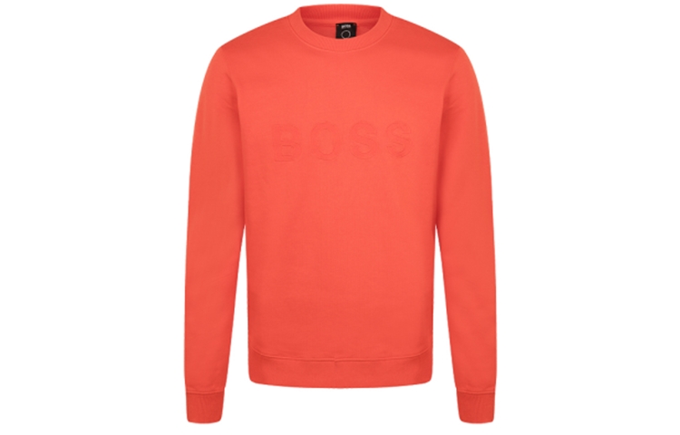 HUGO BOSS FW21 Classic Logo Embroidered Red Cotton Crewneck Sweatshirt Men 50458648-821