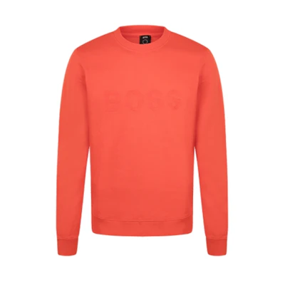 HUGO BOSS FW21 Classic Logo Embroidered Red Cotton Crewneck Sweatshirt Men 50458648-821
