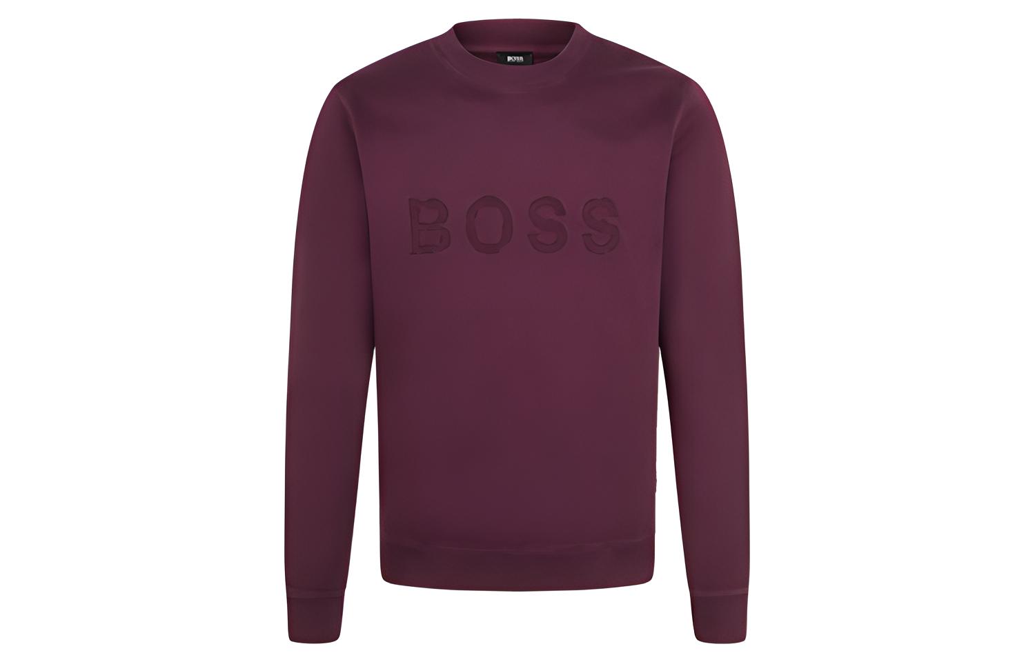 HUGO BOSS FW21 Classic Purple Cotton Pullover Sweatshirt with Logo Embroidery 50458648-510
