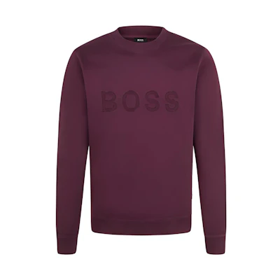 HUGO BOSS FW21 Classic Purple Cotton Pullover Sweatshirt with Logo Embroidery 50458648-510