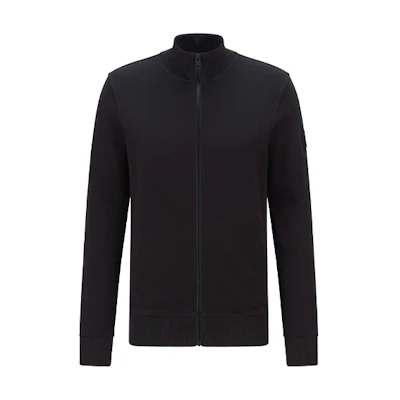 HUGO BOSS FW21 Full-Zip Cotton Knit Relaxed Jacket Men’s Black 50426622-001