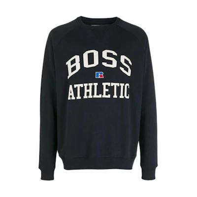 HUGO BOSS FW21 Logo Print Crewneck Long Sleeve Sweatshirt Navy 50455995-404