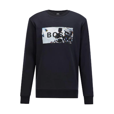 HUGO BOSS FW21 Logo Print Long Sleeve Sweatshirt Men’s Black 50466831-001