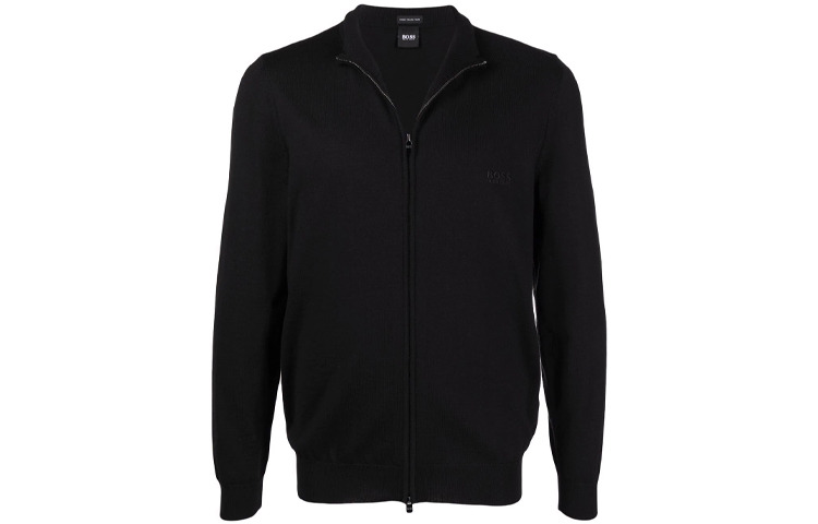 HUGO BOSS FW21 Logo Zip-Up Hoodie Jacket Black 50435451-001