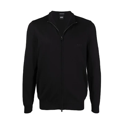 HUGO BOSS FW21 Logo Zip-Up Hoodie Jacket Black 50435451-001