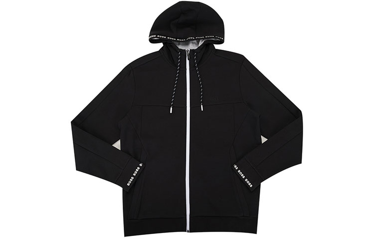HUGO BOSS FW21 Logo Zip Hoodie Jacket Black 50452458-001