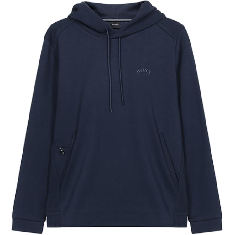 HUGO BOSS FW21 Navy Blue Logo Hoodie Casual Long Sleeve 50459052-410