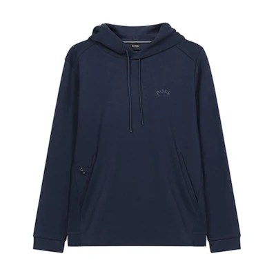HUGO BOSS FW21 Navy Blue Logo Hoodie Casual Long Sleeve 50459052-410