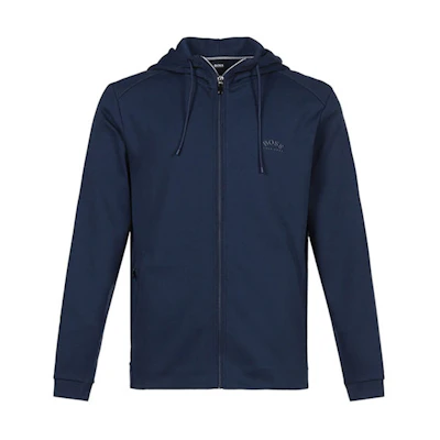 HUGO BOSS FW21 Navy Cotton Logo Zip-Up Hoodie Jacket 50455083-410