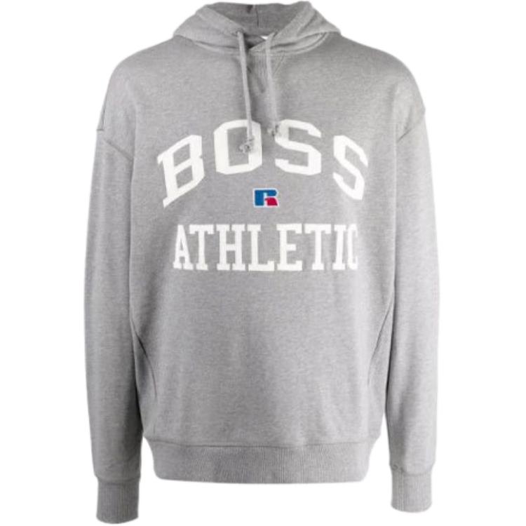 HUGO BOSS FW21 Printed Pullover Hoodie Unisex Gray Long Sleeve 50455955-034