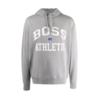 HUGO BOSS FW21 Printed Pullover Hoodie Unisex Gray Long Sleeve 50455955-034