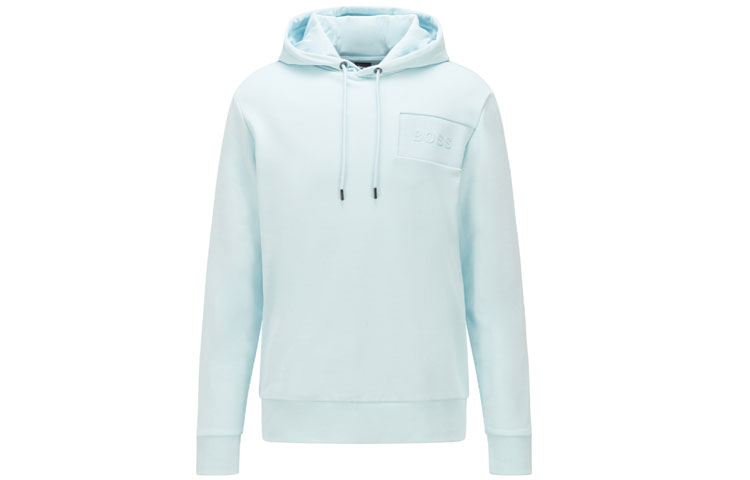 HUGO BOSS FW21 Pullover Hoodie with Logo Print Decoration Men’s Blue 50452531-452