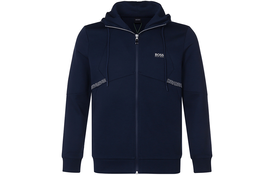 HUGO BOSS FW21 Solid Color Zip-Up Hoodie Jacket in Blue 50458851-410