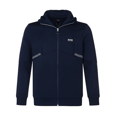 HUGO BOSS FW21 Solid Color Zip-Up Hoodie Jacket in Blue 50458851-410
