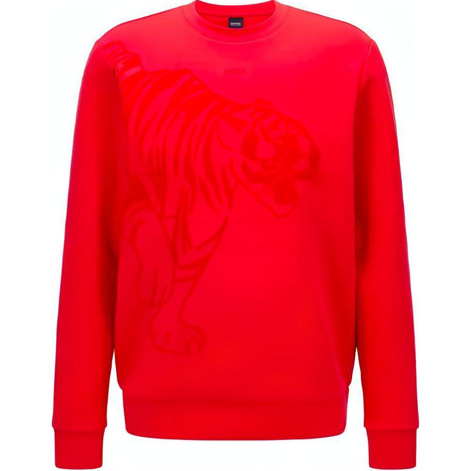 HUGO BOSS FW21 Tiger Graphic Pullover Sweatshirt Red () 50462257-623