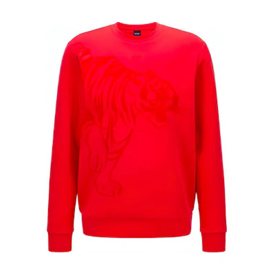 HUGO BOSS FW21 Tiger Graphic Pullover Sweatshirt Red () 50462257-623