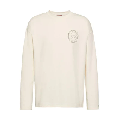 HUGO BOSS FW21 White Crewneck Sweatshirt with Back Letter Print 50453735-107