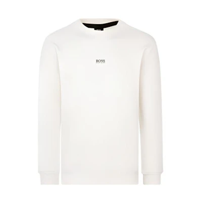 HUGO BOSS FW21 White Pullover Sweatshirt with Logo Design for Men 50459462-101
