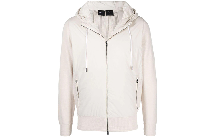 HUGO BOSS FW21 White Zip-Up Drawstring Hoodie Jacket 50457680-131