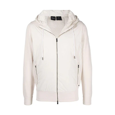 HUGO BOSS FW21 White Zip-Up Drawstring Hoodie Jacket 50457680-131