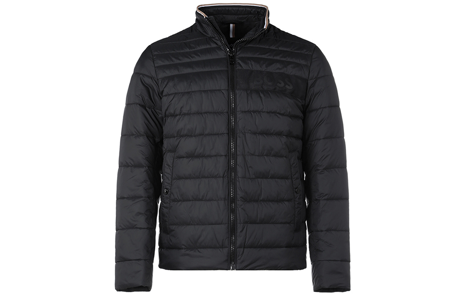 HUGO BOSS FW22  Black Cotton Jacket with Letter Logo Print and Zip Closure. 50464308-001 圖 2