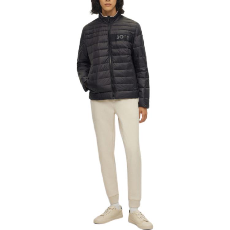 HUGO BOSS FW22  Black Cotton Jacket with Letter Logo Print and Zip Closure. 50464308-001 圖 4