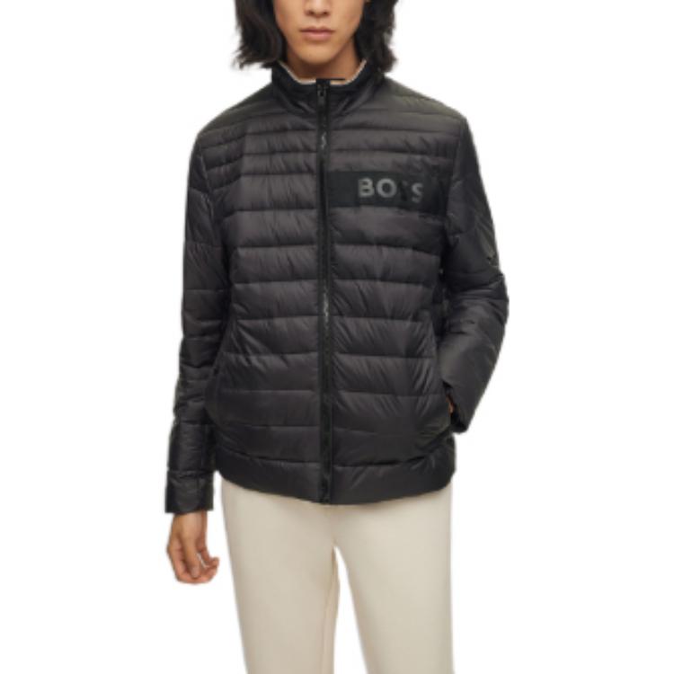 HUGO BOSS FW22  Black Cotton Jacket with Letter Logo Print and Zip Closure. 50464308-001 圖 6