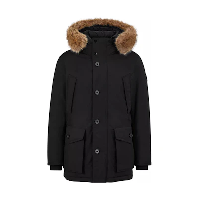 HUGO BOSS FW22 Black Hooded Down Jacket with Large Pockets. 50476899-001