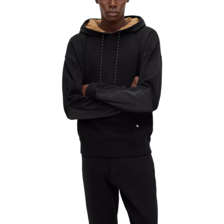 Shop HUGO BOSS FW22 黑色連帽上衣大前口袋 50477375-001