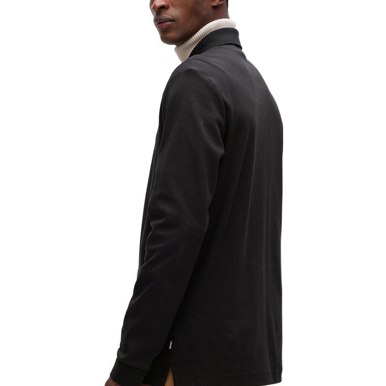 Shop HUGO BOSS FW22 黑色長袖純色POLO衫. 50468392-001