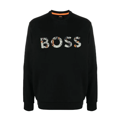 HUGO BOSS FW22 Black Pullover Sweatshirt with Logo Print. 50476140-001