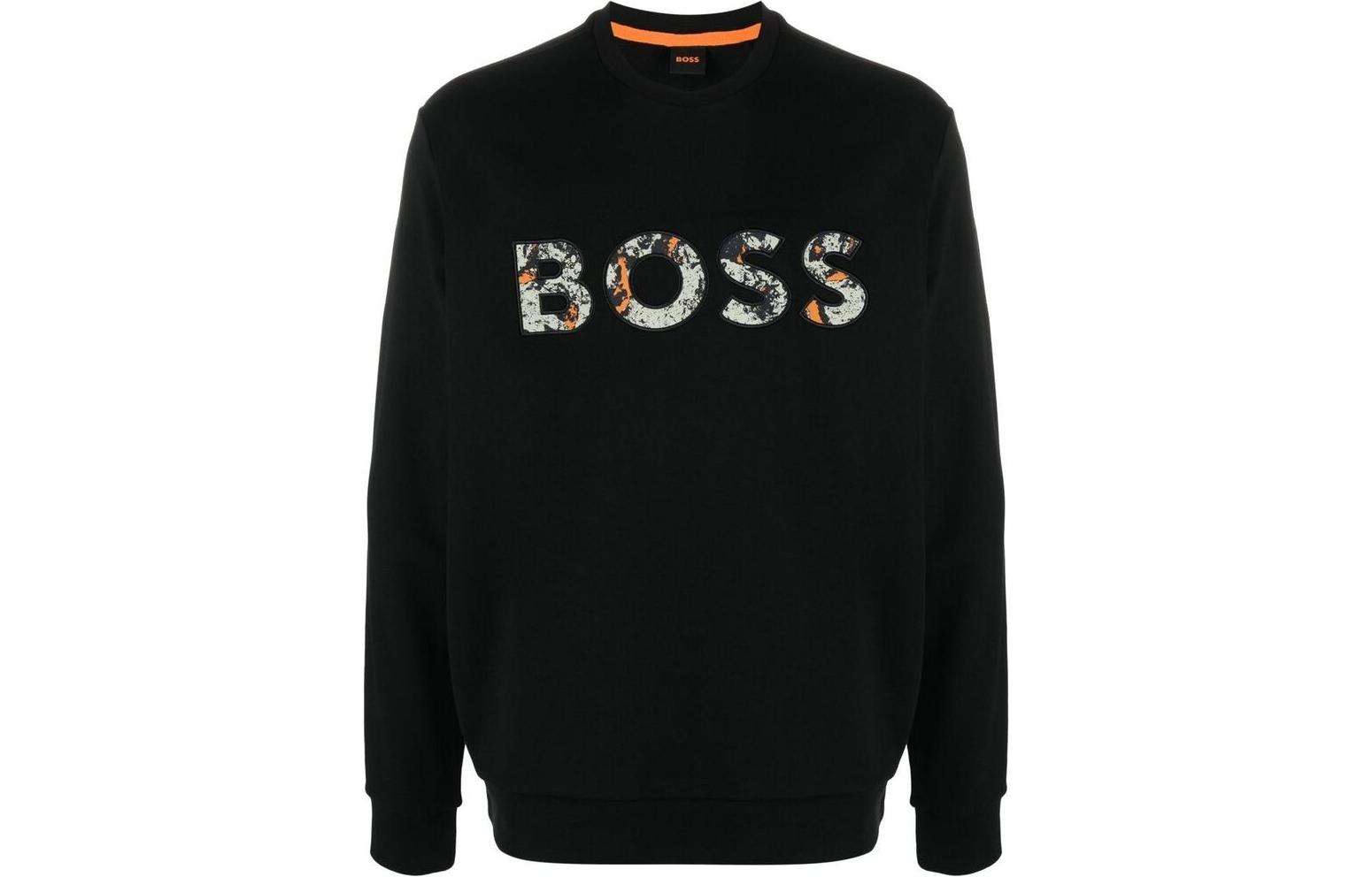 Order HUGO BOSS FW22 黑色圓領印花標誌長袖上衣 50476140-001