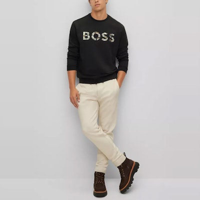 HUGO BOSS FW22 黑色圓領印花標誌長袖上衣 50476140-001 Lookbook HUGO BOSS FW22 黑色圓領印花標誌長袖上衣 50476140-001