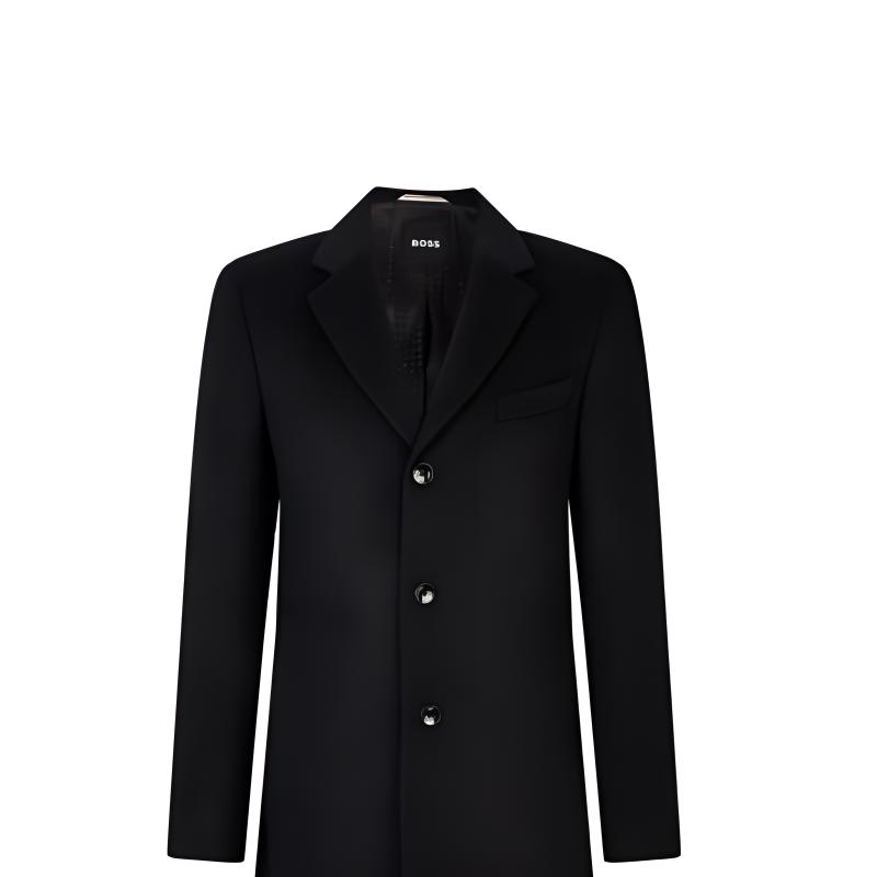 Details for HUGO BOSS FW22 黑色羊毛羊絨修身長袖大衣 50479756-001