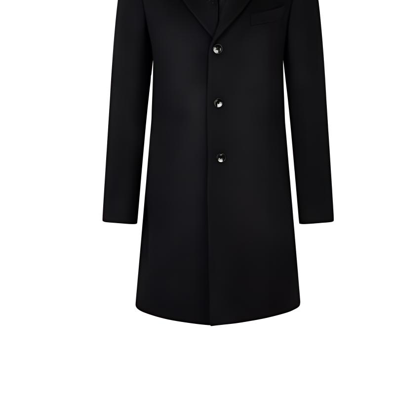 Sizing HUGO BOSS FW22 黑色羊毛羊絨修身長袖大衣 50479756-001