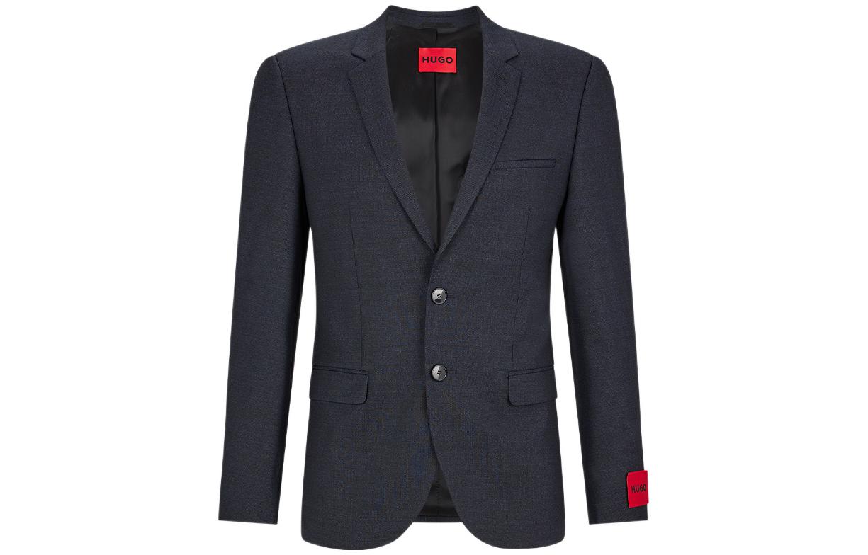 HUGO BOSS FW22  Blazer Black with Solid Logo Sleeve Tag Design. 50457151-403