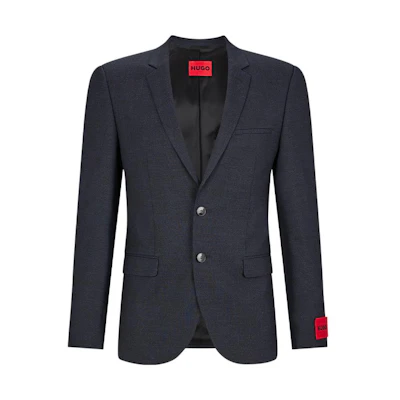 HUGO BOSS FW22 Blazer Black with Solid Logo Sleeve Tag Design. 50457151-403