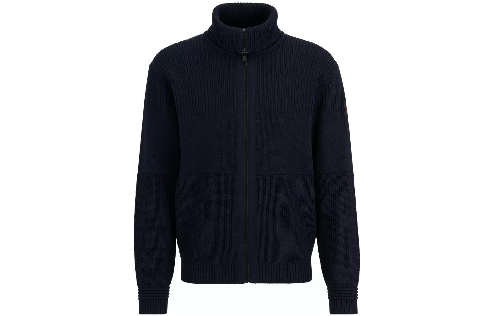 HUGO BOSS FW22  Blue Knit Jacket with Stand Collar and Zipper. 50482524-404 圖 2