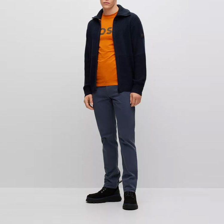 HUGO BOSS FW22  Blue Knit Jacket with Stand Collar and Zipper. 50482524-404 圖 3