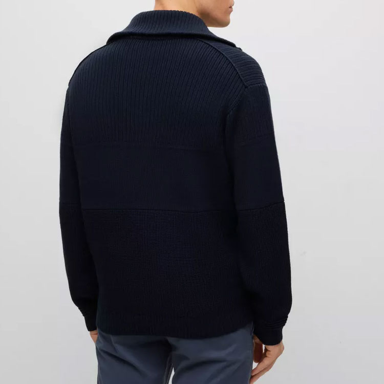 HUGO BOSS FW22  Blue Knit Jacket with Stand Collar and Zipper. 50482524-404 圖 5