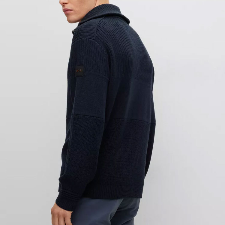 HUGO BOSS FW22  Blue Knit Jacket with Stand Collar and Zipper. 50482524-404 圖 6