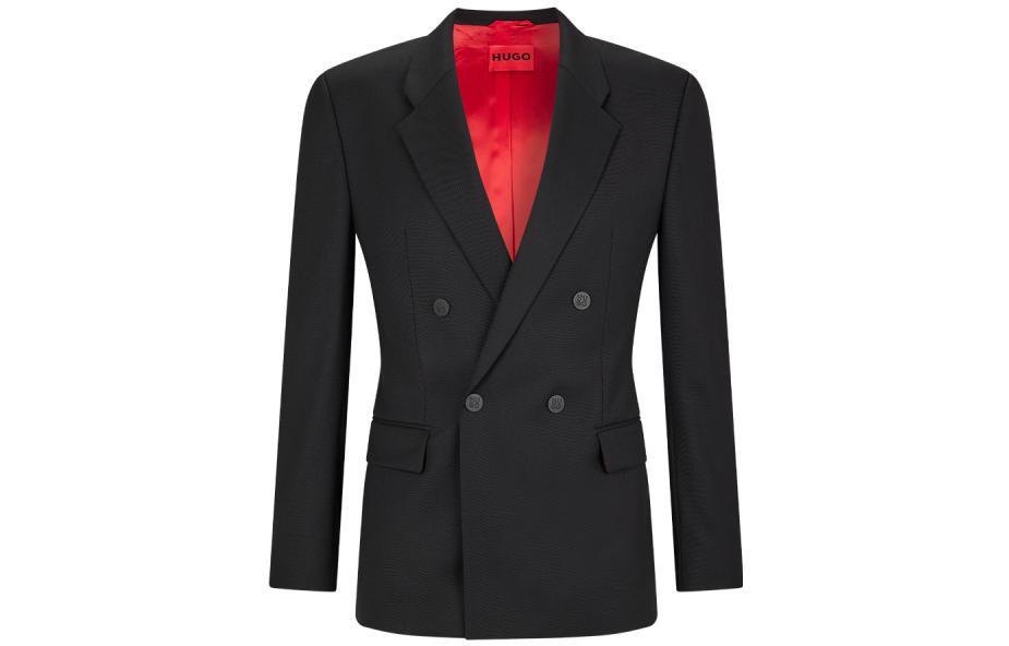 HUGO BOSS FW22  Double-Breasted Casual Blazer Jacket Black 50475994-001