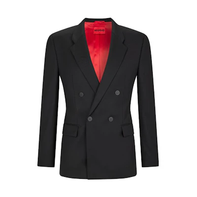 HUGO BOSS FW22 Double-Breasted Casual Blazer Jacket Black 50475994-001