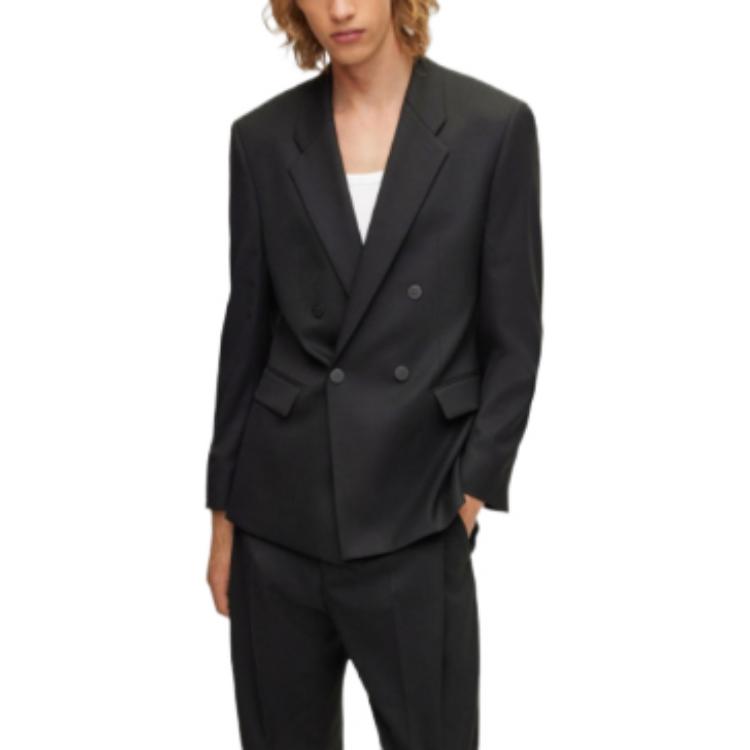 HUGO BOSS FW22  Double-Breasted Casual Blazer Jacket Black 50475994-001 圖 5
